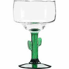 Бокал зел.ножка «Маргарита-кактус» стекло; 330мл; D=94,H=155мм; прозр.,зелен.